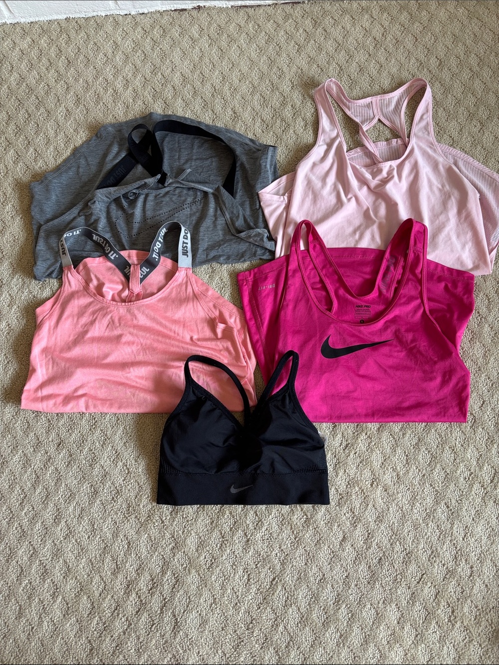 Bundle Lot of Nike & UA Tanks & Bra - Assorted Colors